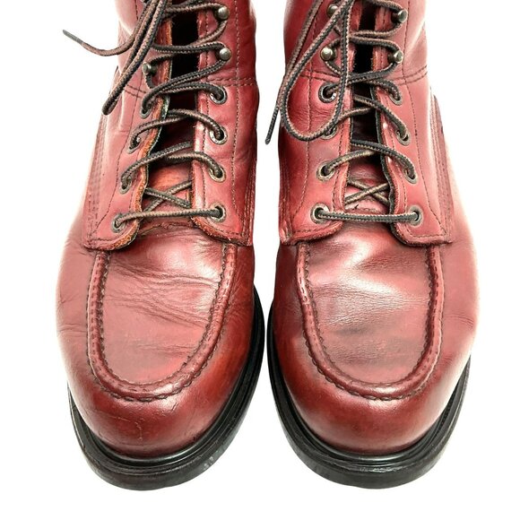 Red Wing Shoes Heritage 202 Leather Moc Toe Lace Work Boots Mens 10 E Oxblood Re main image 13